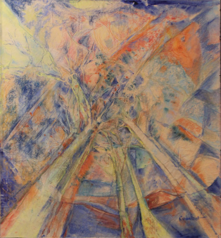 Pascale Courbot, Le ciel à travers les branches, 79 x 82 cm, exposition galerie lehalle